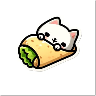 a cat in a burrito Posters and Art